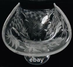 Vintage Signed Libby Cut Engraved Fan Vase