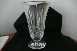 Vintage Signed Waterford Cut Glass Crystal Lismore Pedestal Flared Vase 10 Tall