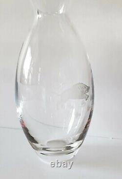 Vintage VAL ST. LAMBERT crystal INTAGLIO CUT GLASS VASE