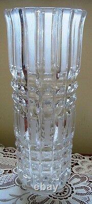 Vintage VASE CRYSTAL Cut Glass Wedge File Arts and Craft Mission Style Decor