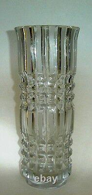 Vintage VASE CRYSTAL Cut Glass Wedge File Arts and Craft Mission Style Decor