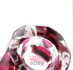 Vintage Val St. Lambert Cut Cranberry Glass to Clear Crystal Vase