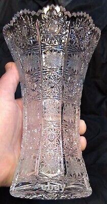 Vintage Very Rare 8 Bohemia Original Hand Cut Czech Crystal Butterfly Vase