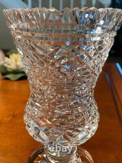 Vintage Waterford Crystal MASTER CUT Pedestal Thistle Cut Vase 7 1/2-Old Mark