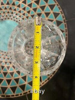 Vintage Waterford Crystal Round Cylinder Vase Heavy Footed Vertical Crosshatch