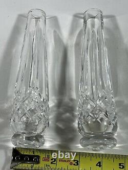 Vintage Waterford Crystal Signed Lismore Irish Cut Glass 7 Bud Vase Set Of 2
