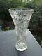 Vintage Waterford Cut Glass Crystal Vase Starburst Pattern Eames Era Fluted Top