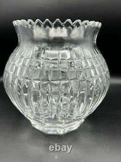Vintage Zawiercie Laurencie Cut Crystal Vase, 8 1/2 Tall, 8 1/2 Widest