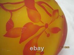Vintage large heavy Cameo glass red cut to orange/yellow Vase