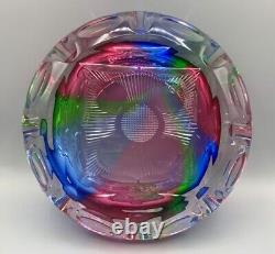 Vr Rainbow Cut Glass Vase Bowl Centerpiece Ashtray Bohemian Murano MCM Abp Style