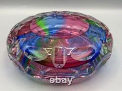 Vr Rainbow Cut Glass Vase Bowl Centerpiece Ashtray Bohemian Murano MCM Abp Style