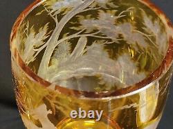 Vtg Cut to Clear Amber Czech Bohemian Lidded Jar Moser Karl Palda. Beautiful