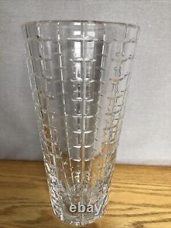 Vtg Orrefors Clear Glass Vase Cut Glass Round Tapered 9 Tall -Exquisite