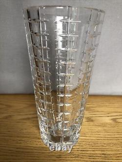 Vtg Orrefors Clear Glass Vase Cut Glass Round Tapered 9 Tall -Exquisite