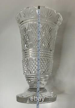 WATERFORD CRYSTAL Seahorse Signed Irish Cut Glass 10 Footed Vase