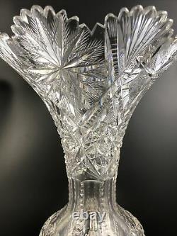 W. C. Anderson ABP Cut Glass FEATHERED STAR Pattern 11 1/4 Flared VASE