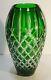 Waterford Crystal Araglin 9 Vase Emerald Green Cut To Clear