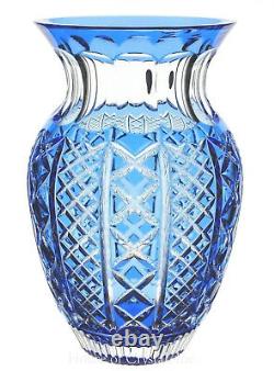 Waterford Crystal Azure Light Blue Cut to Clear Fleurology Molly Vase 12