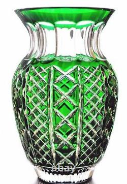Waterford Crystal Emerald Green Cut to Clear Fleurology Molly 12 Bouquet Vase