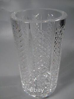 Waterford Crystal Hibernia 8 Vase Heavy Footed Vertical Crosshatch Signed