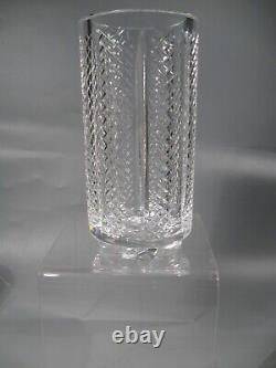 Waterford Crystal Hibernia 8 Vase Heavy Footed Vertical Crosshatch Signed