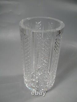 Waterford Crystal Hibernia 8 Vase Heavy Footed Vertical Crosshatch Signed