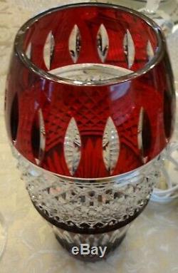 Waterford Crystal Irish Lace 12 Vase Ruby Red Cut To Clear