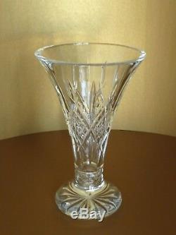 Waterford Crystal Large 10 Cut Glass Flared Lismore Statement Vase Signed