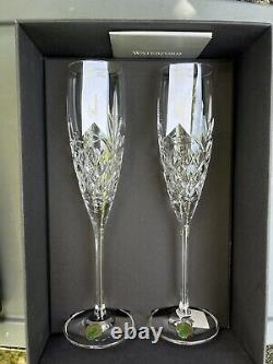 Waterford Crystal Toasting Flutes Forever Love with presentation box and Tags