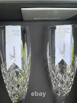 Waterford Crystal Toasting Flutes Forever Love with presentation box and Tags