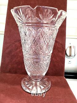 Waterford Ireland Crystal Master Cutter Georgian Strawberry 10 Inch Vase