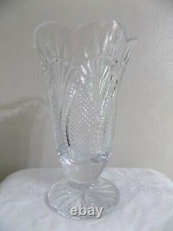Waterford Ireland Seahorse 10 cut crystal scalloped edge footed vase
