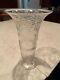 Webb Corbett Cut Glass Pedestal Vase-engraved Floral Garland Design 9.25 Tall