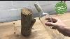 Woodturning Combining An Old Wine Bottle With A Piece Of Firewood On The Lathe